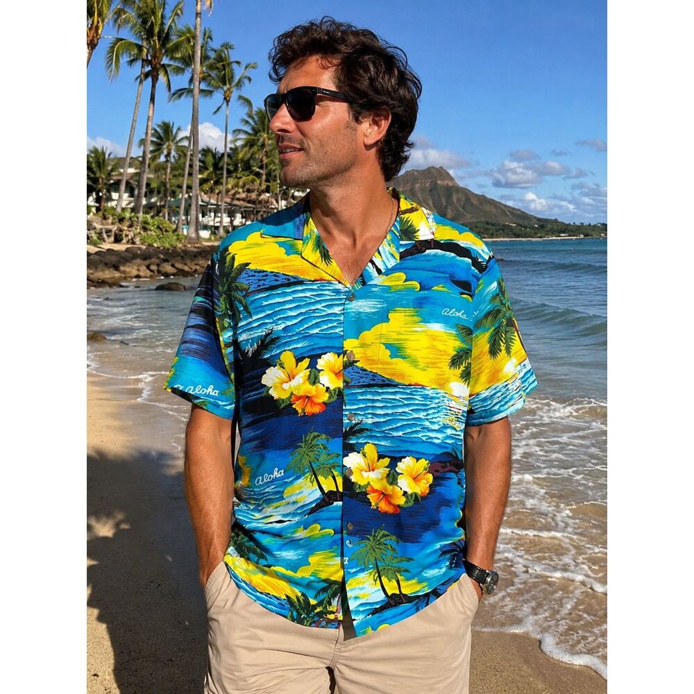 VTG 90s Ali’I Hawaiian Tropical Floral Aloha Shirt Vibrant Unisex Small Retro